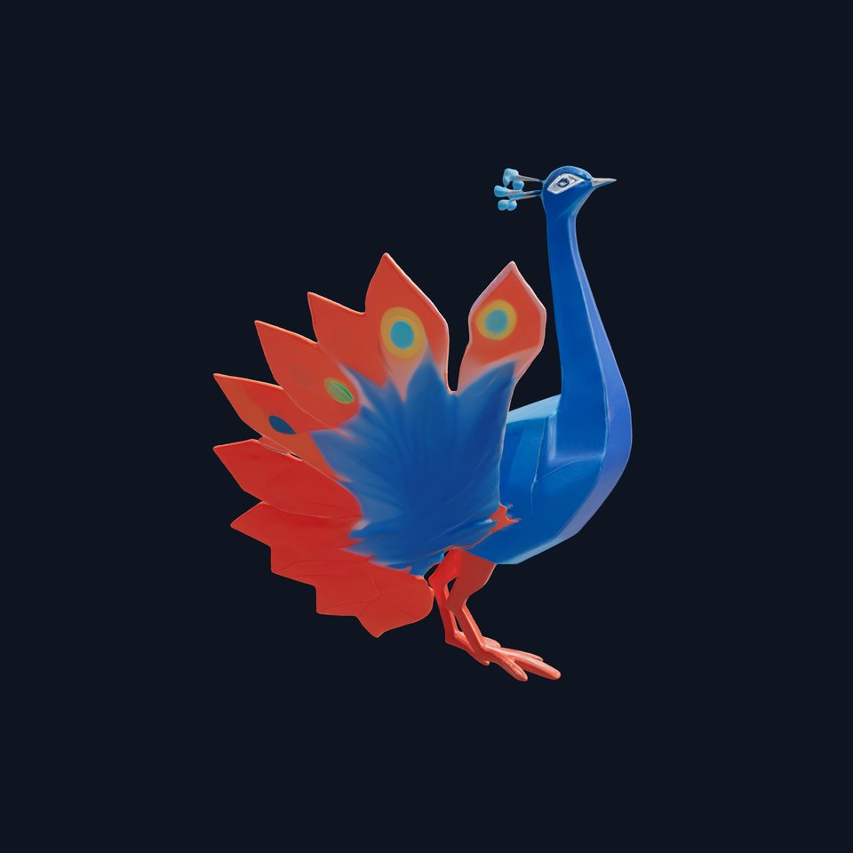 Colorful Peacock Origami D Model Pack